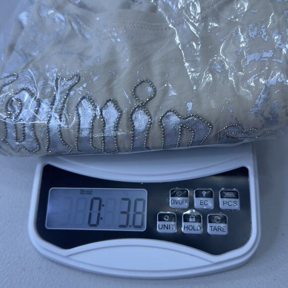 Calvin Klein Women Silver Short Sleeve T-Shirt lg embellished graphic streetwear - Picture 11 of 11